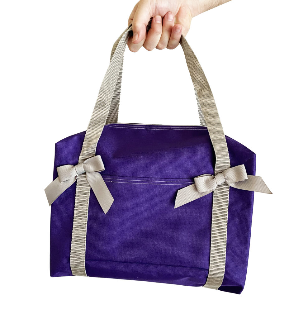 Small Duffel - Purple with Silver webbing and bows
