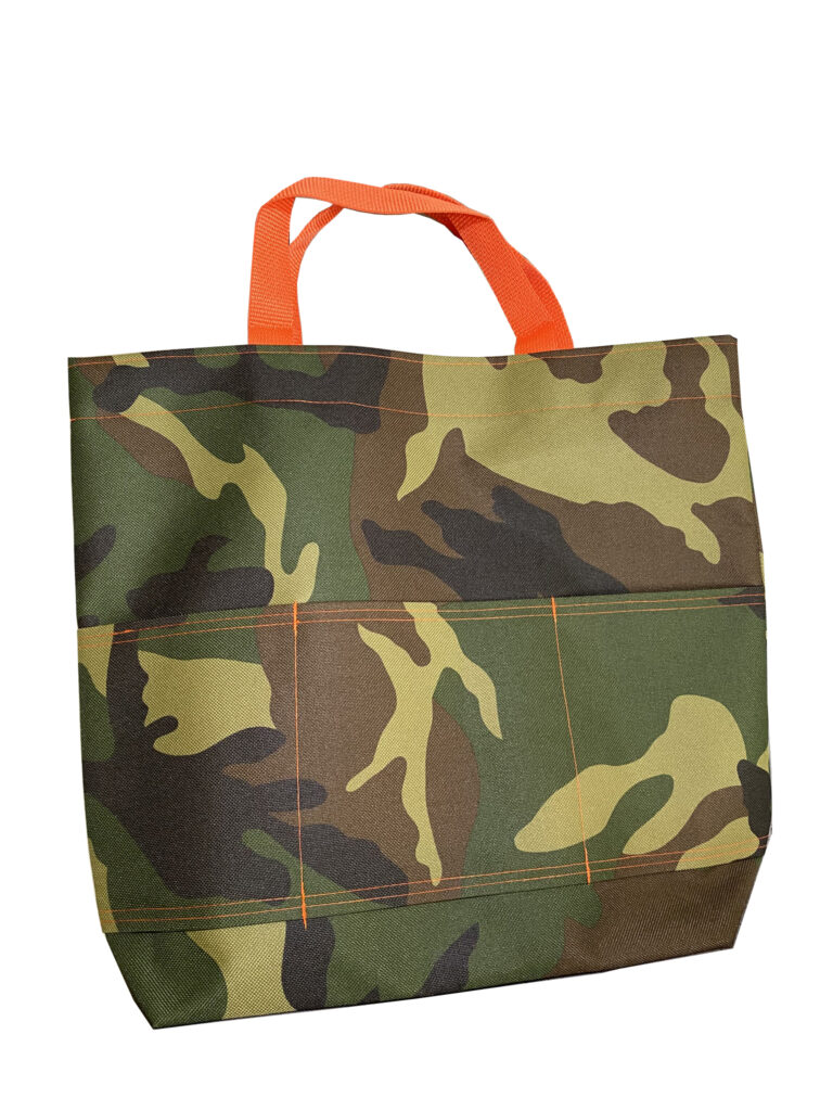 Open Tote - Camo with Orange Webbing